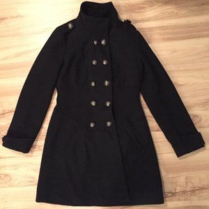 Seductions // Double-Breasted Military Style Wool Blend Coat